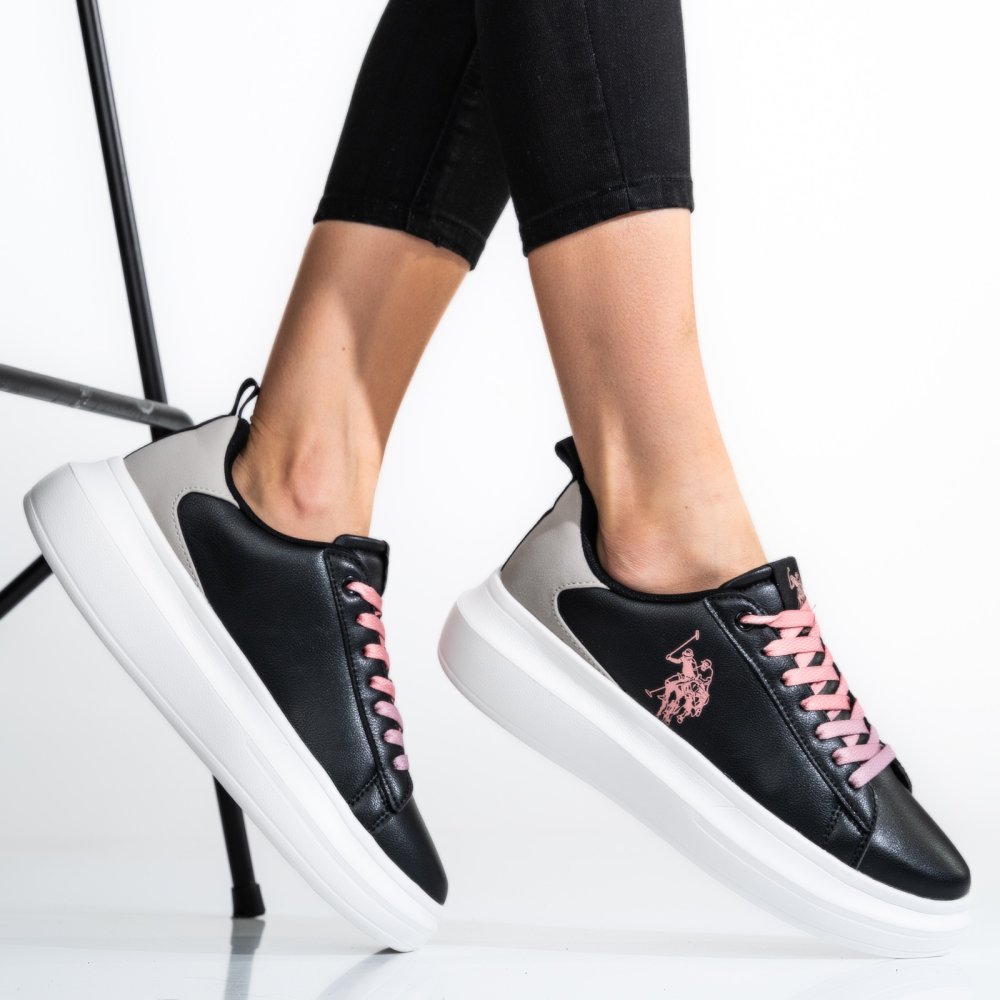 U.S. POLO ASSN, PANTOFI SPORT BLACK PINK HELIS026