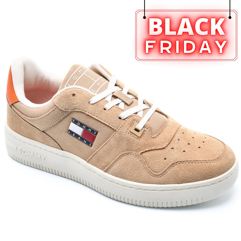 TOMMY JEANS TJM BASKET SUEDE, PANTOFI SPORT BEIGE