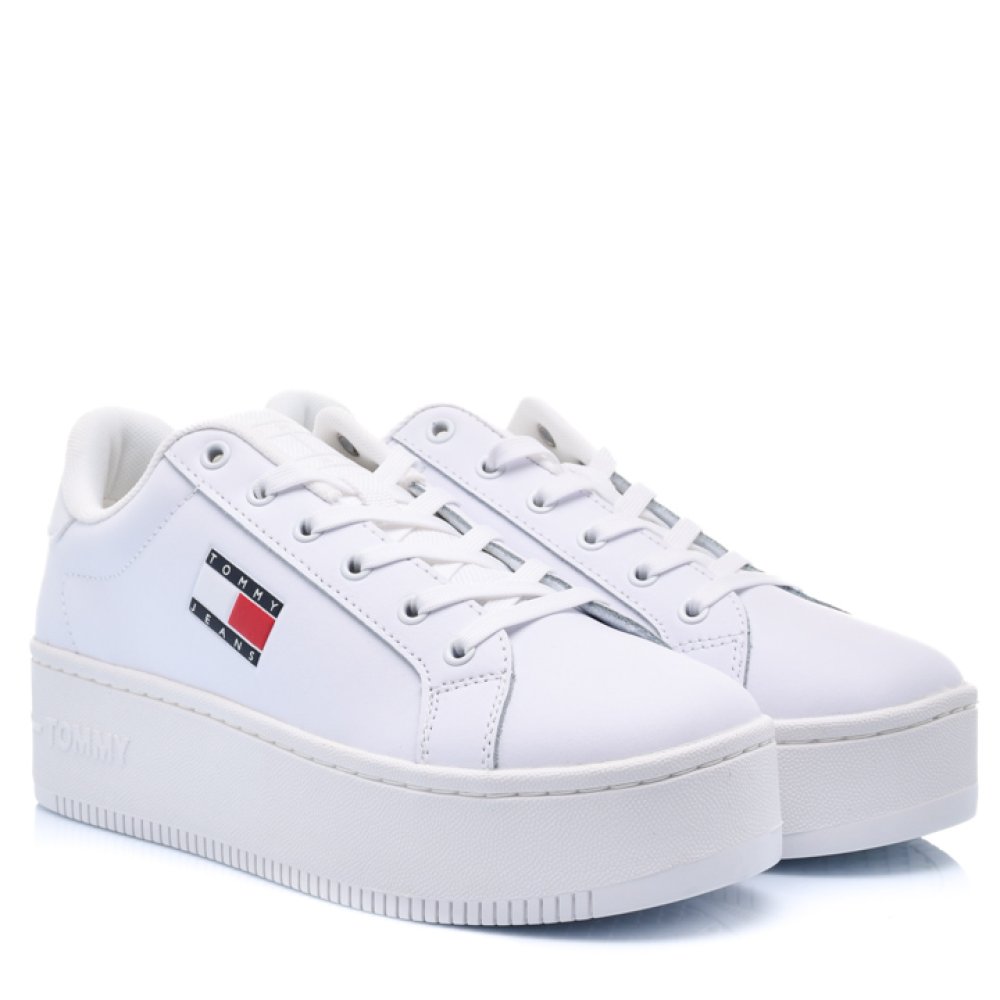 TOMMY JEANS TJW FLATFORM ESS, PANTOFI SPORT WHITE