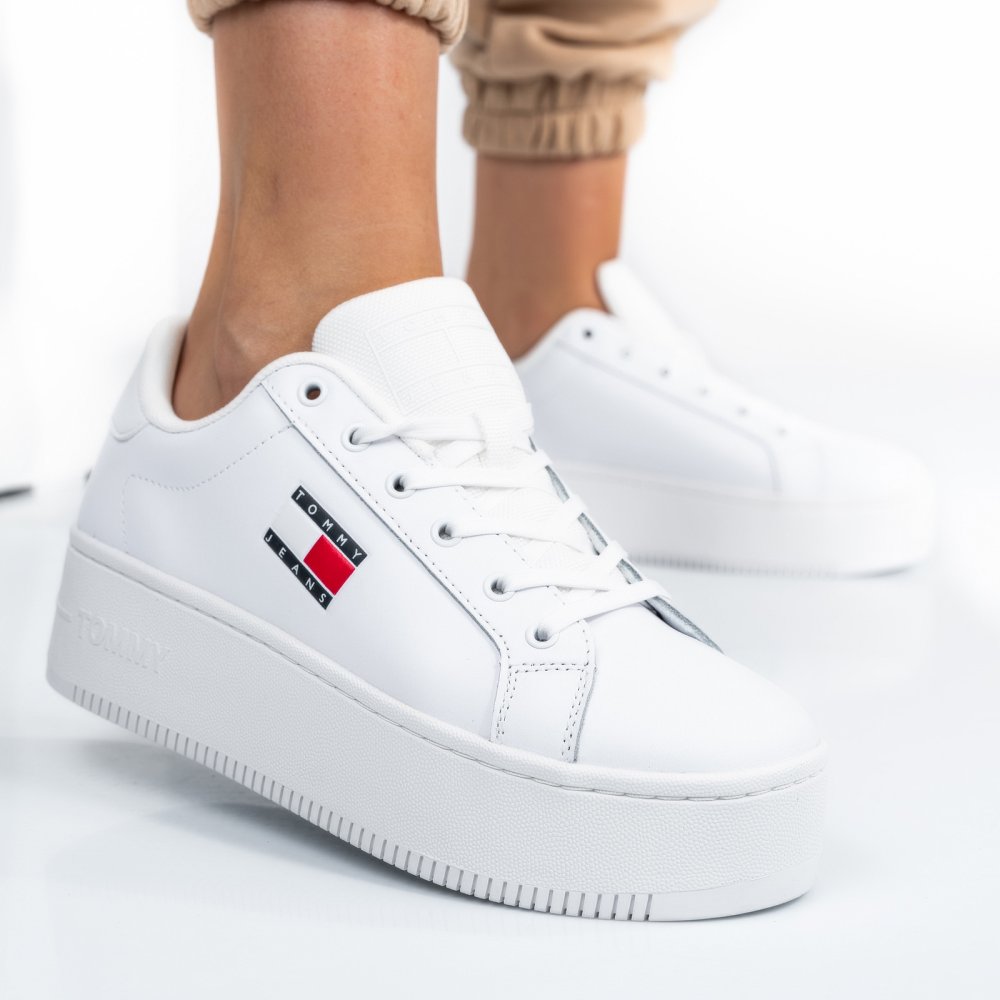 TOMMY JEANS TJW FLATFORM ESS, PANTOFI SPORT WHITE