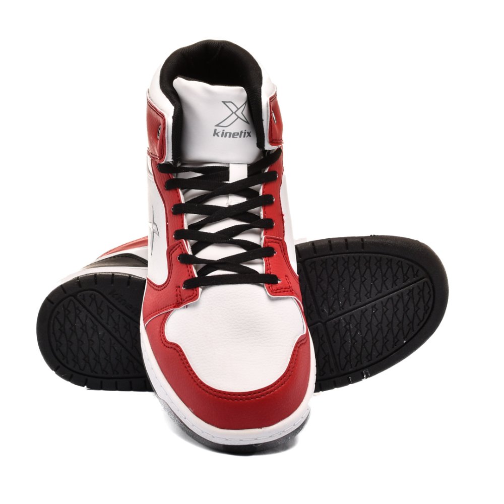 KINETIX, PANTOFI SPORT INALTI WHITE RED JONES