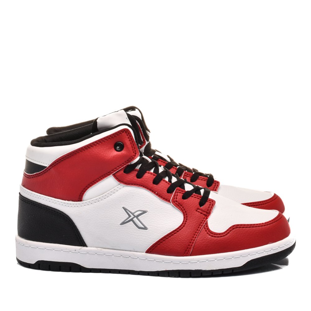 KINETIX, PANTOFI SPORT INALTI WHITE RED JONES