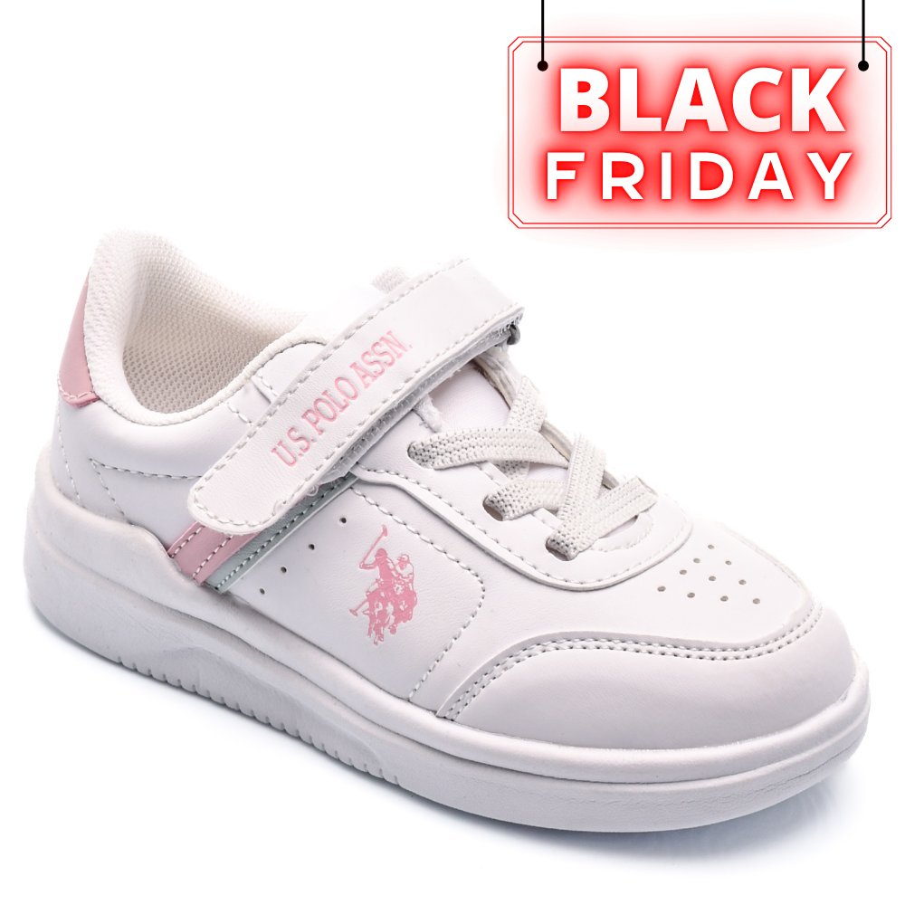 U.S. POLO ASSN, PANTOFI SPORT COPII WHITE PINK BERKELEY