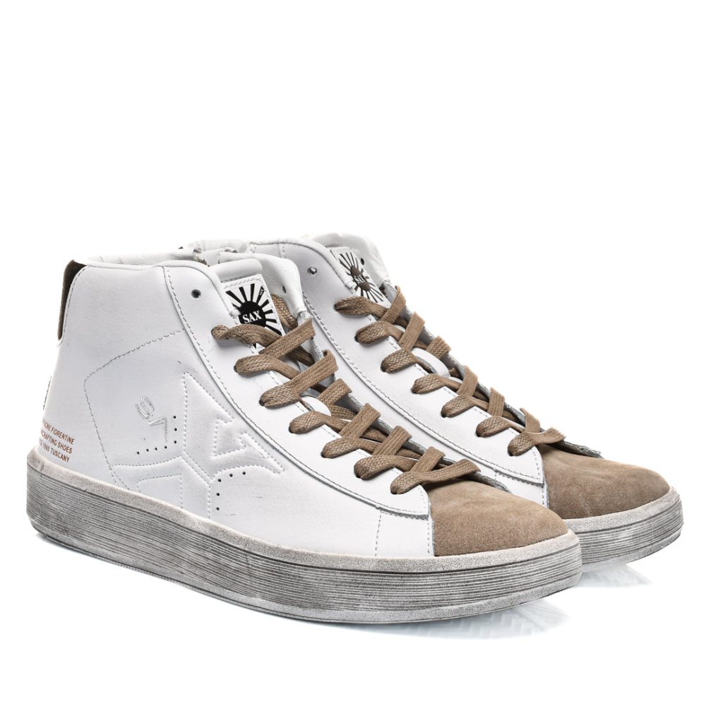 SAX, PANTOFI SPORT INALTI WHITE PIELE NATURALA SAM324716