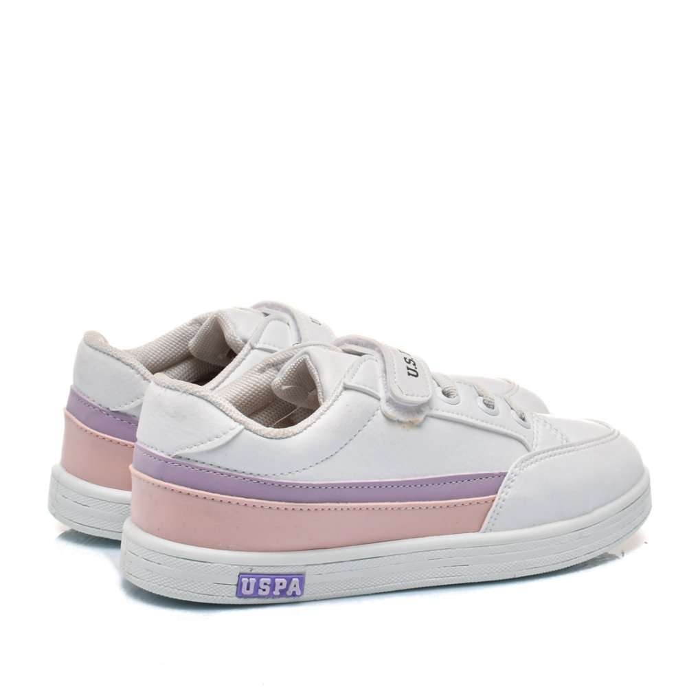 U.S. POLO ASSN, PANTOFI SPORT COPII WHITE PINK JAMAL-3FX