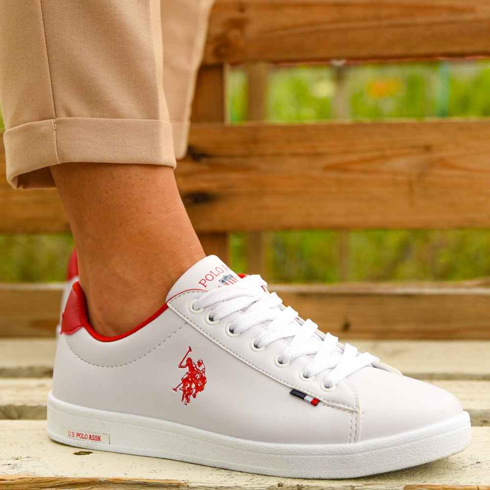 U.S. POLO ASSN, PANTOFI SPORT WHITE RED FRANCO-DHM