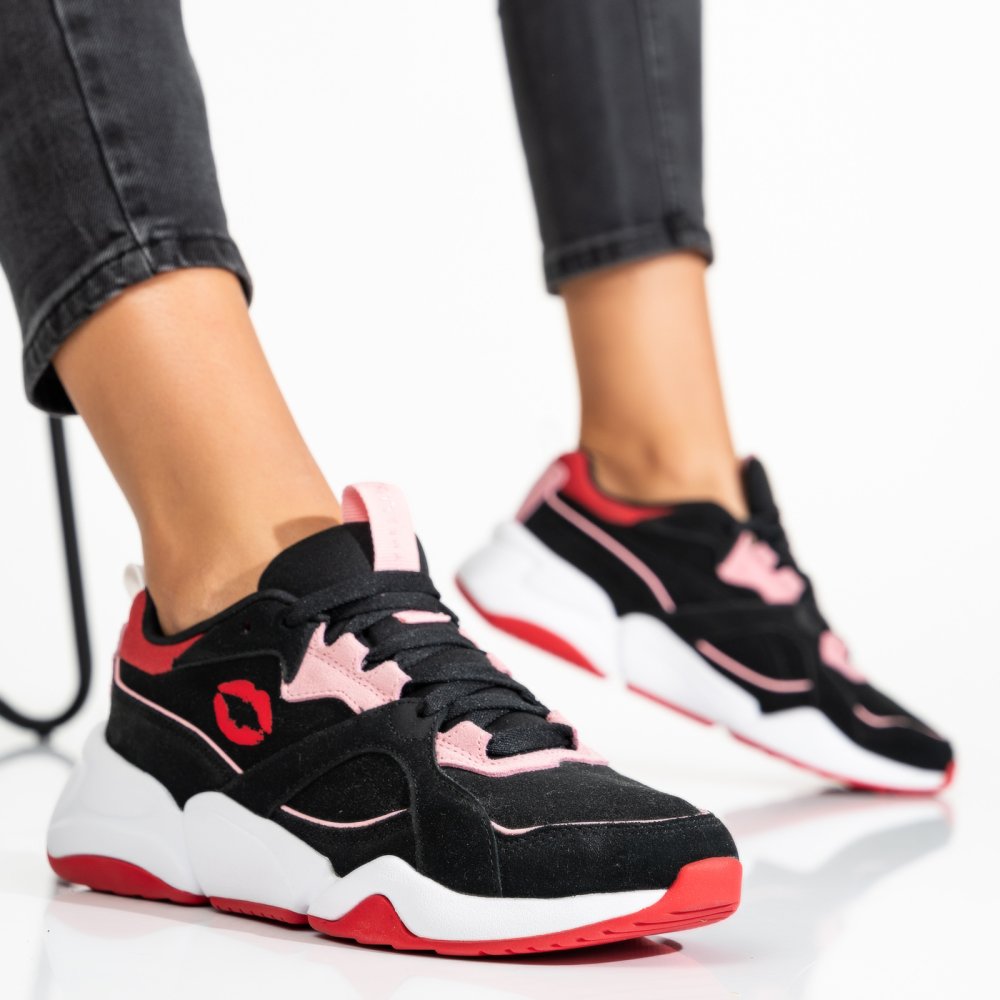 PUMA, PANTOFI SPORT BLACK PINK PIELE NATURALA INTOARSA 3S7752519