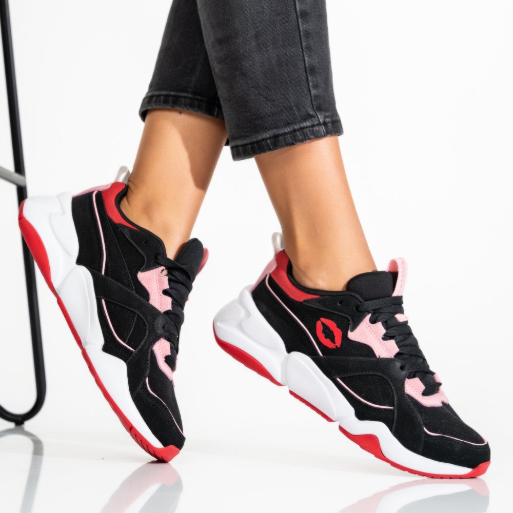 PUMA, PANTOFI SPORT BLACK PINK PIELE NATURALA INTOARSA 3S7752519