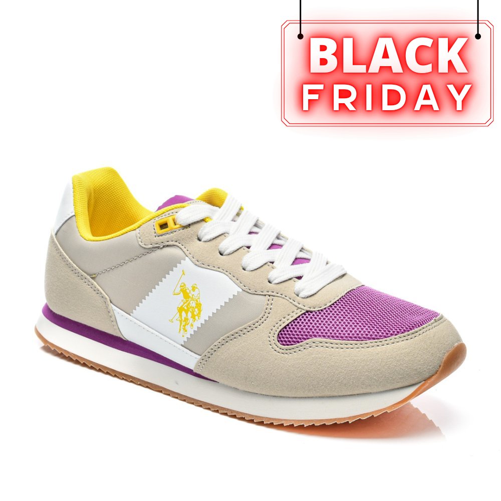 U.S. POLO ASSN, PANTOFI SPORT BEIGE FUCHSIA NOBIW005