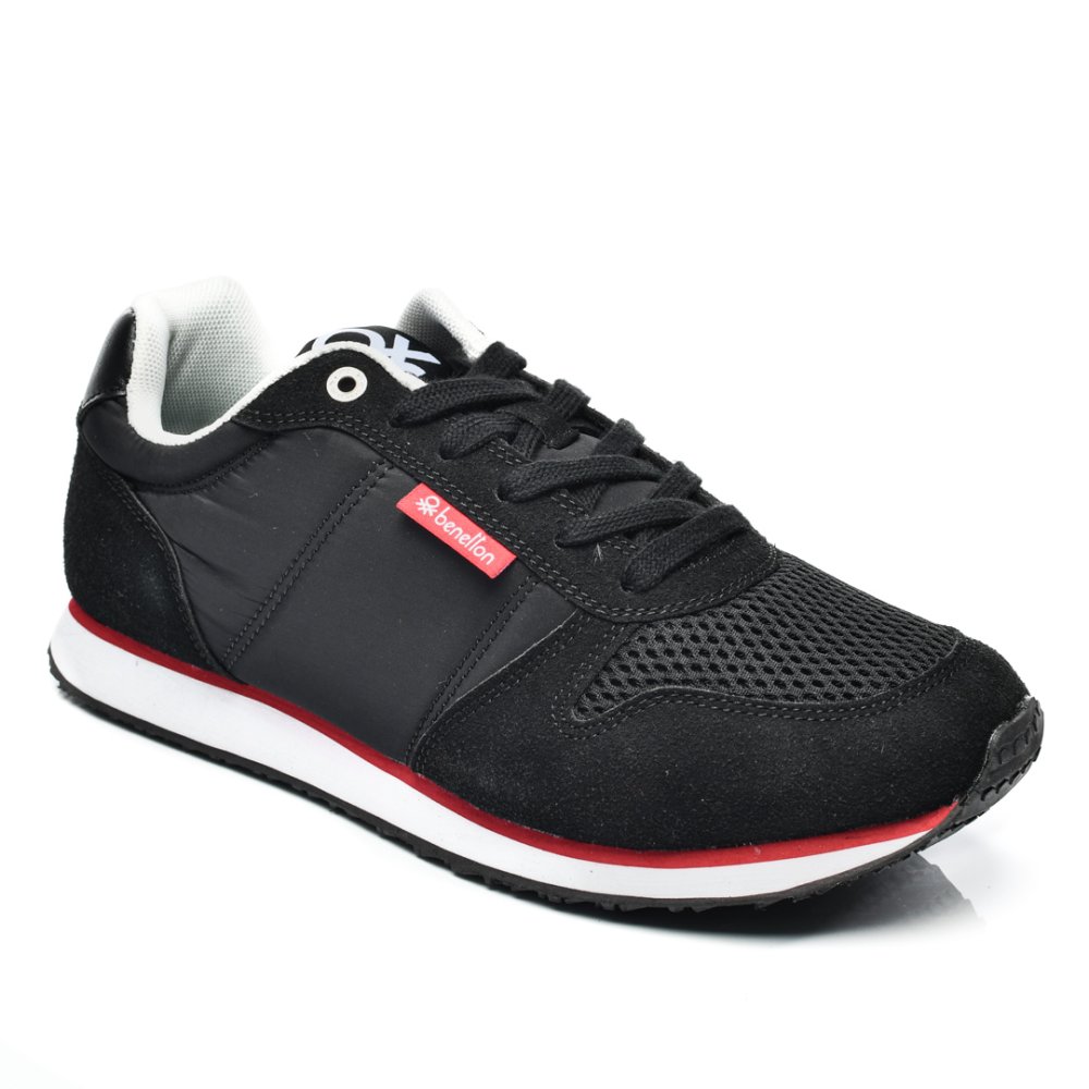 BENETTON, PANTOFI SPORT BLACK SUEDE BTM313007