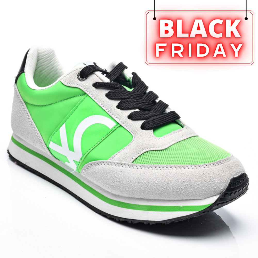 BENETON, PANTOFI SPORT GREEN WHITE BTW313101