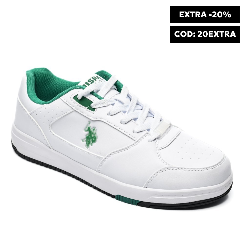 U.S. POLO ASSN, PANTOFI SPORT WHITE GREEN PRESTO