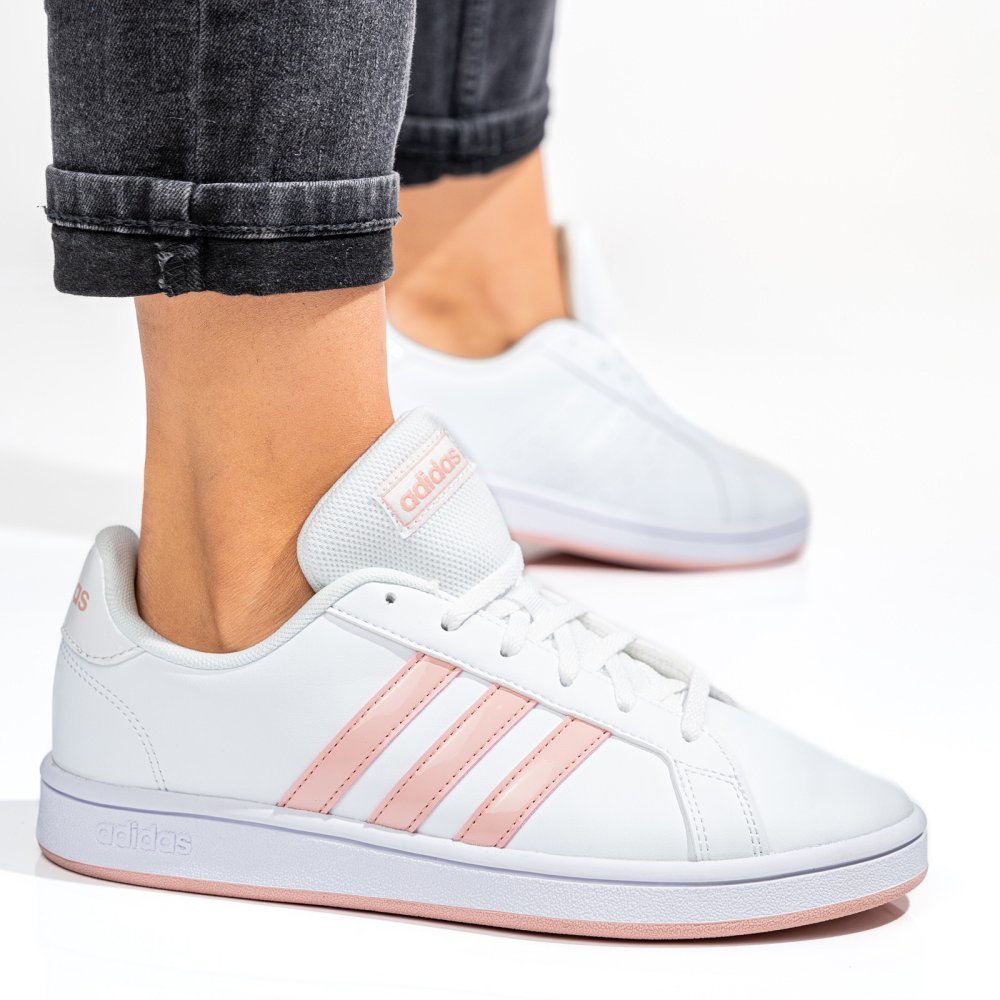 ADIDAS, PANTOFI SPORT WHITE PINK GRAND COURT BASE